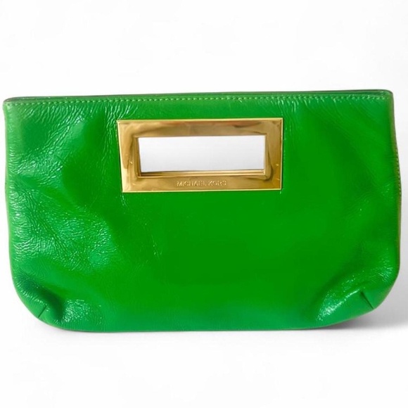 Michael Kors Handbags - Michael Kors Green Patent Leather Clutch